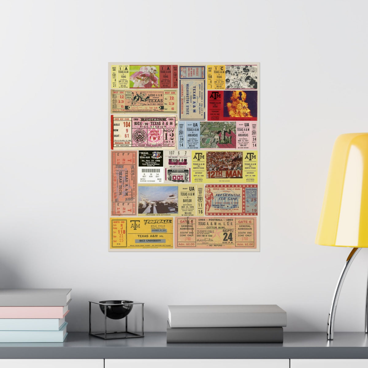 Texas A&M Aggies | Vintage Sports Ticket Art Print | Retro College Team Wall Decor | TAMU Football Fan Gift | Matte Vertical Posters
