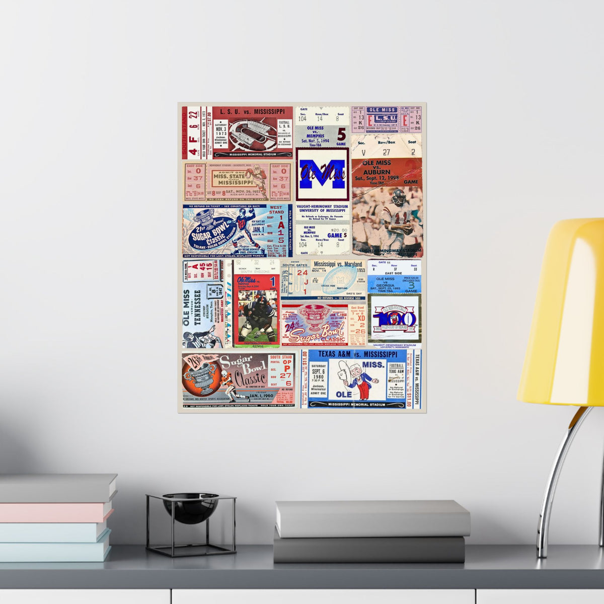 Ole Miss Rebels | Vintage Sports Ticket Art Print | Retro College Team Wall Decor | Ole Miss Football Fan Gift | Matte Vertical Posters