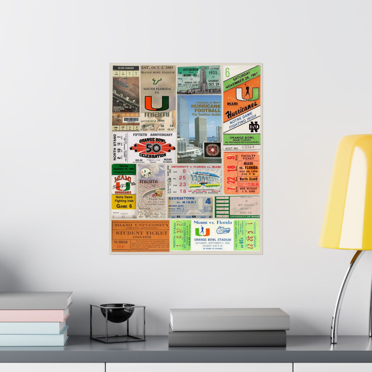 Miami Hurricanes | Vintage Sports Ticket Art Print | Retro College Team Wall Decor | U Miami Football Fan Gift | Matte Vertical Posters