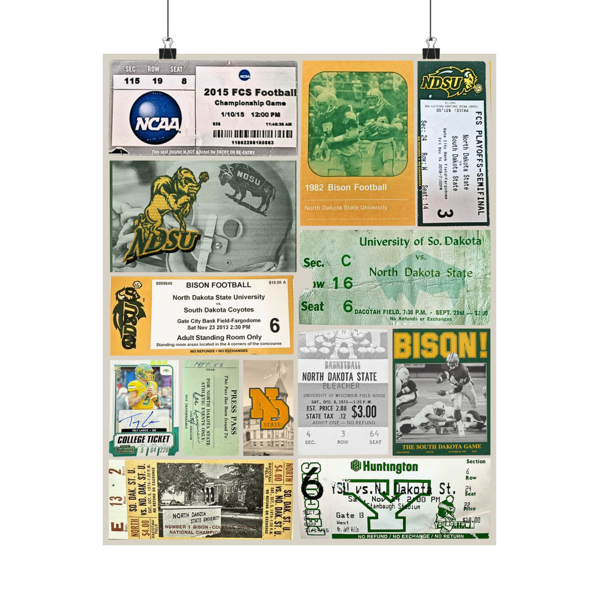 North Dakota State Bison | Vintage Sports Ticket Art Print | Retro College Team Wall Decor | NDSU Football Fan Gift | Matte Vertical Posters