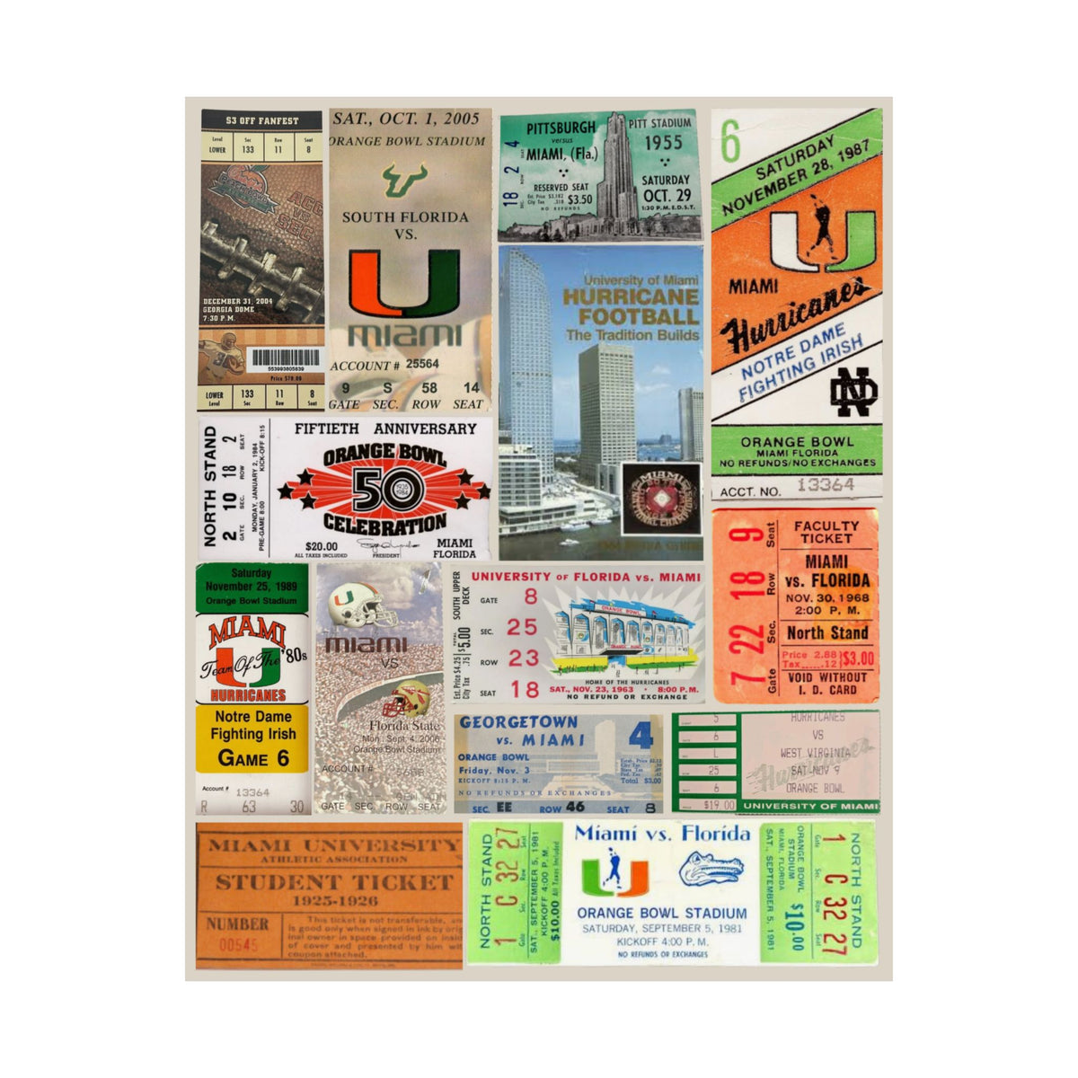 Miami Hurricanes | Vintage Sports Ticket Art Print | Retro College Team Wall Decor | U Miami Football Fan Gift | Matte Vertical Posters