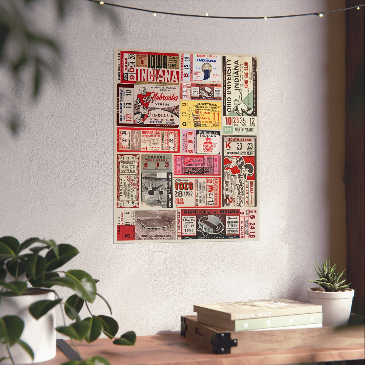 Indiana Hoosiers | Vintage Sports Ticket Art Print | Retro College Team Wall Decor | IU Football Fan Gift | Matte Vertical Posters