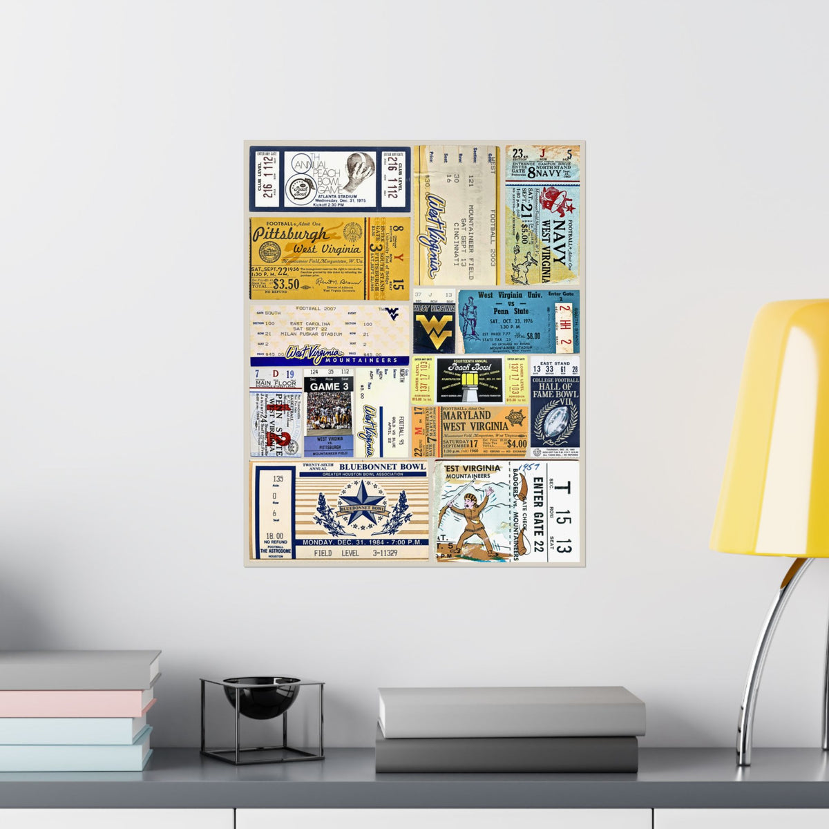 West Virginia Mountaineers | Vintage Sports Ticket Art Print | Retro College Team Wall Decor | WVU Football Fan Gift | Matte Vertical Poster