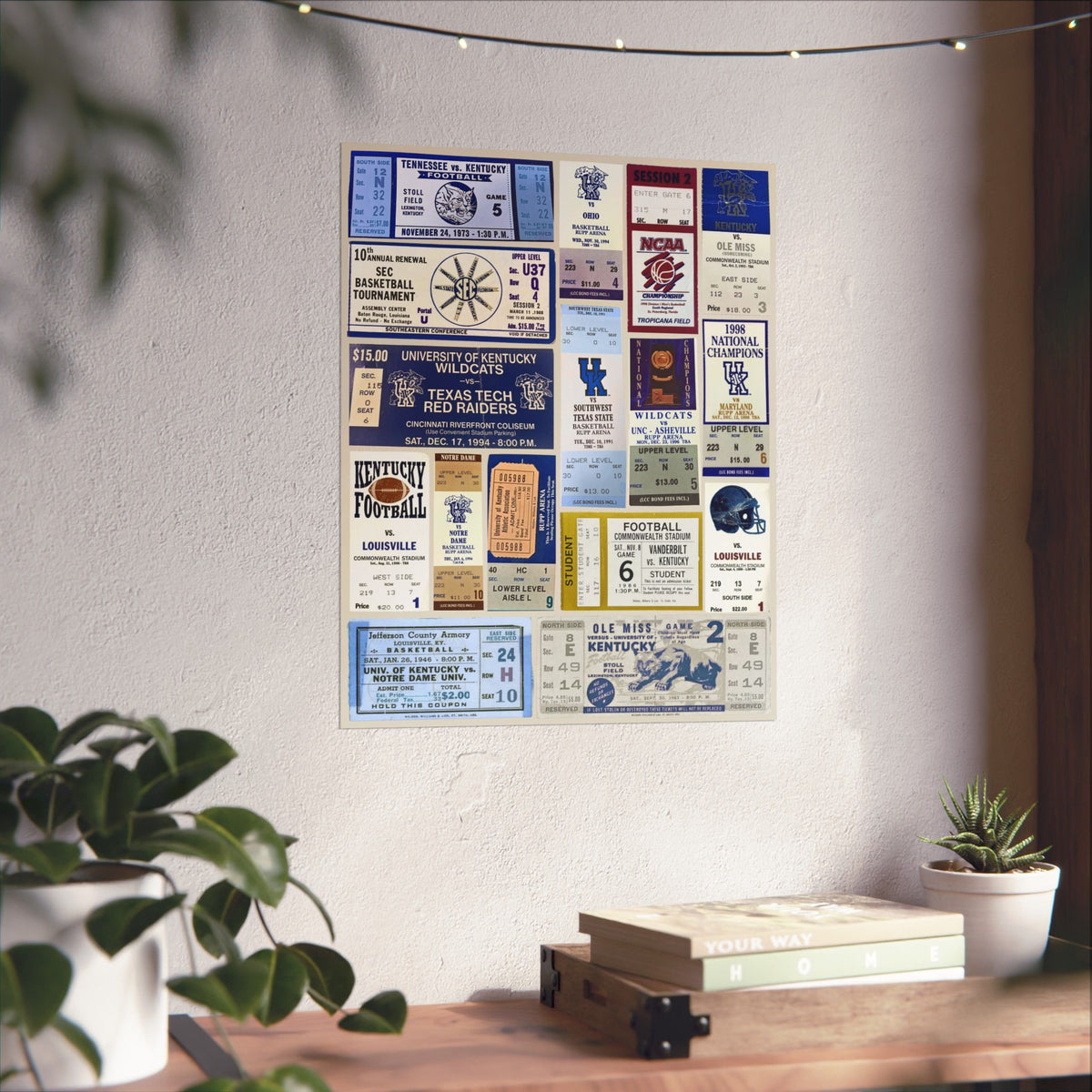 Kentucky Wildcats | Vintage Sports Ticket Art Print | Retro College Team Wall Decor | UK Basketball Fan Gift | Matte Vertical Posters