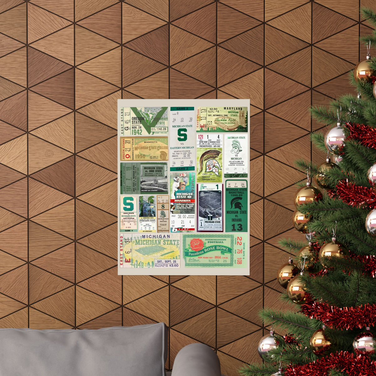 Michigan State Spartans | Vintage Sports Ticket Art Print | Retro College Team Wall Decor | MSU Football Fan Gift | Matte Vertical Posters