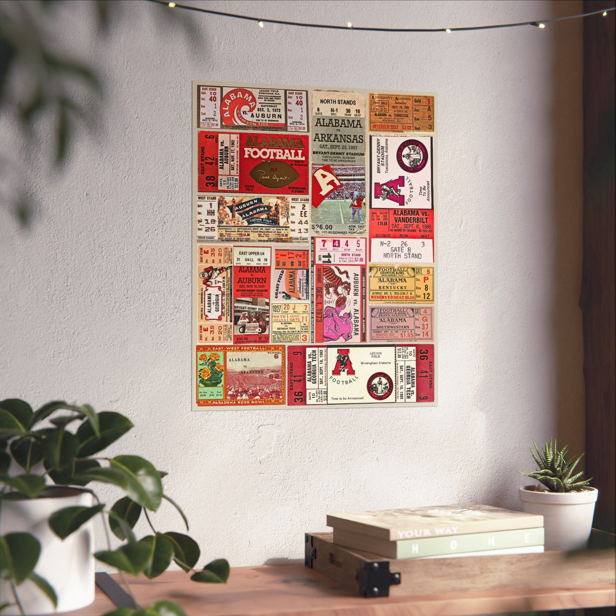 Alabama Crimson Tide | Vintage Sports Ticket Art Print | Retro College Team Wall Decor | Bama Football Fan Gift | Matte Vertical Posters