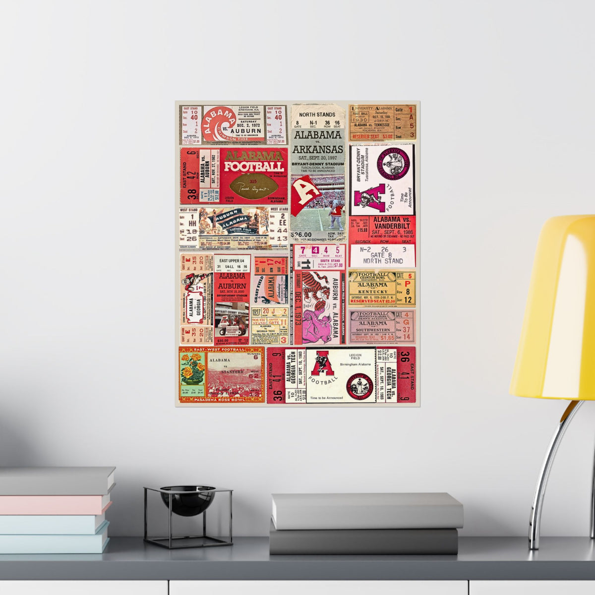Alabama Crimson Tide | Vintage Sports Ticket Art Print | Retro College Team Wall Decor | Bama Football Fan Gift | Matte Vertical Posters