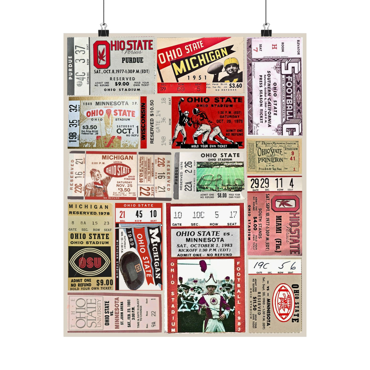 Ohio State Buckeyes | Vintage Sports Ticket Art Print | Retro College Team Wall Decor | OSU Football Fan Gift | Matte Vertical Posters