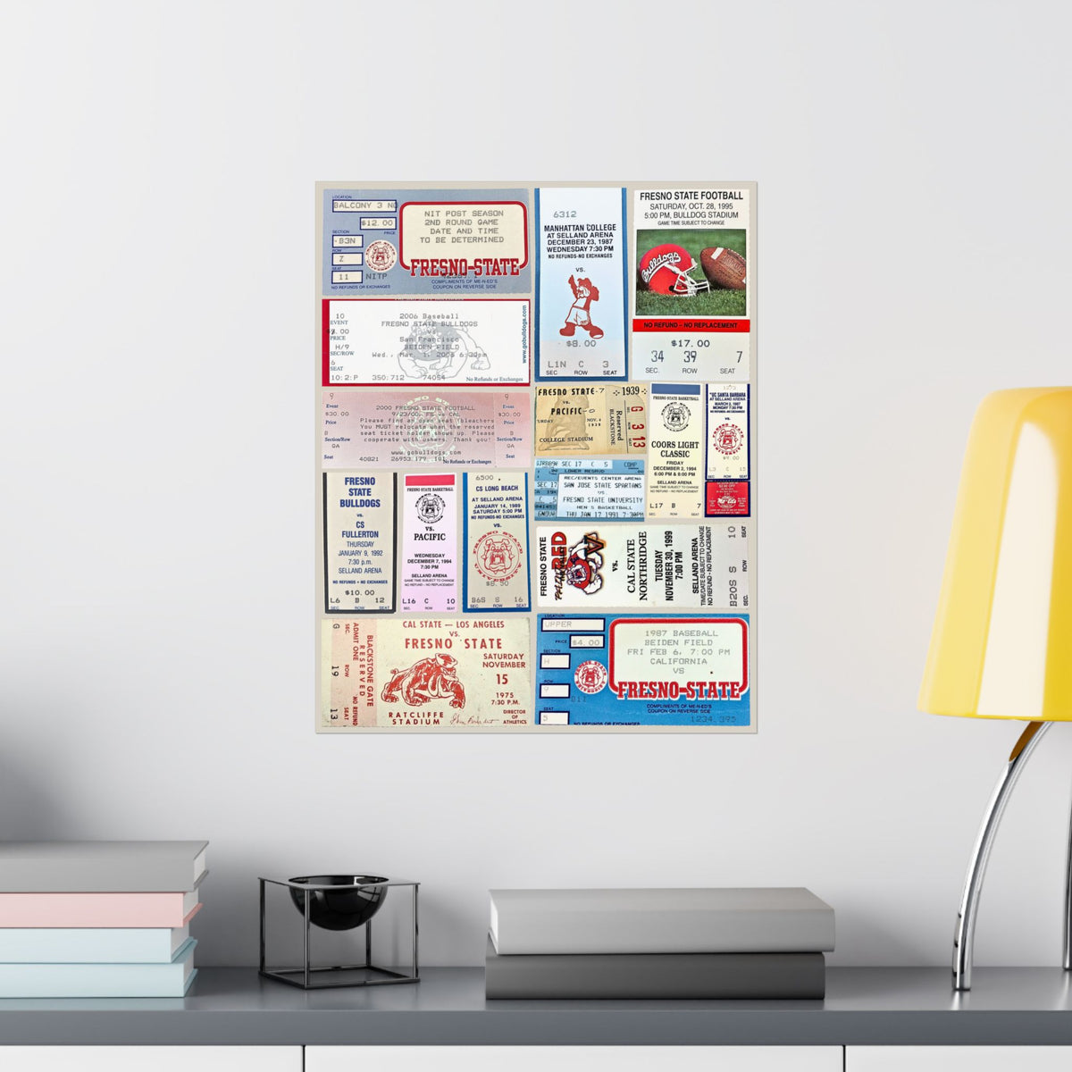 Fresno State Bulldogs | Vintage Sports Ticket Art Print | Retro College Team Wall Decor | Fresno Football Fan Gift | Matte Vertical Posters