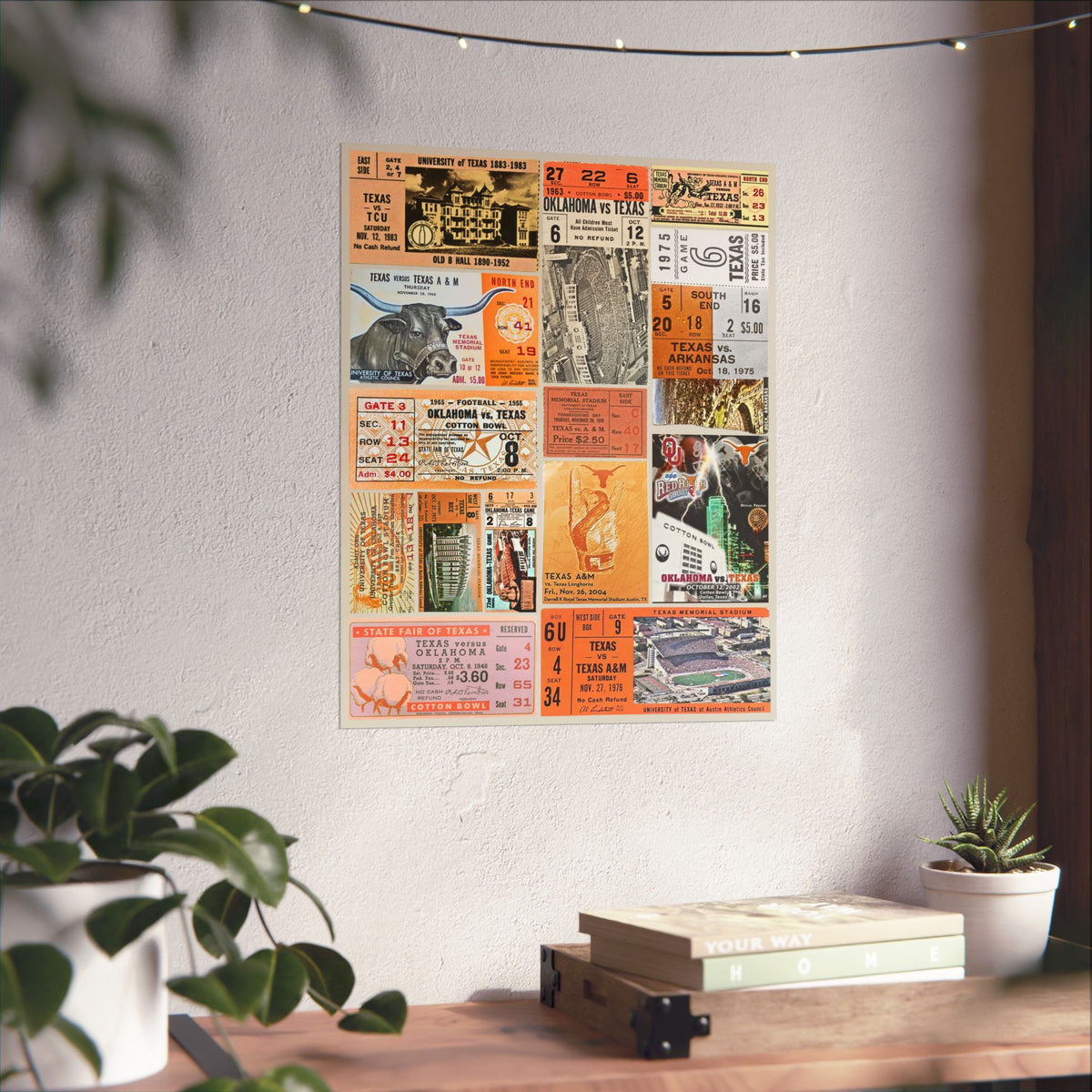 Texas Longhorns | Vintage Sports Ticket Art Print | Retro College Team Wall Decor | UT Football Fan Gift | Matte Vertical Posters