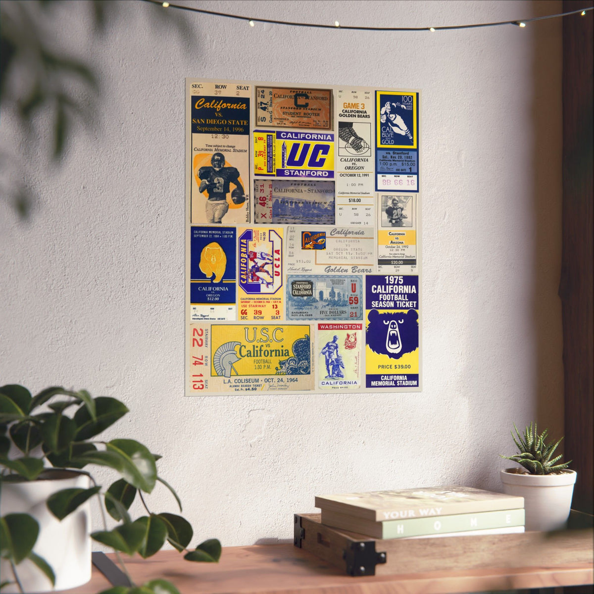 Cal Golden Bears | Vintage Sports Ticket Art Print | Retro College Team Wall Decor | Cal Berkeley Football Fan Gift | Matte Vertical Posters