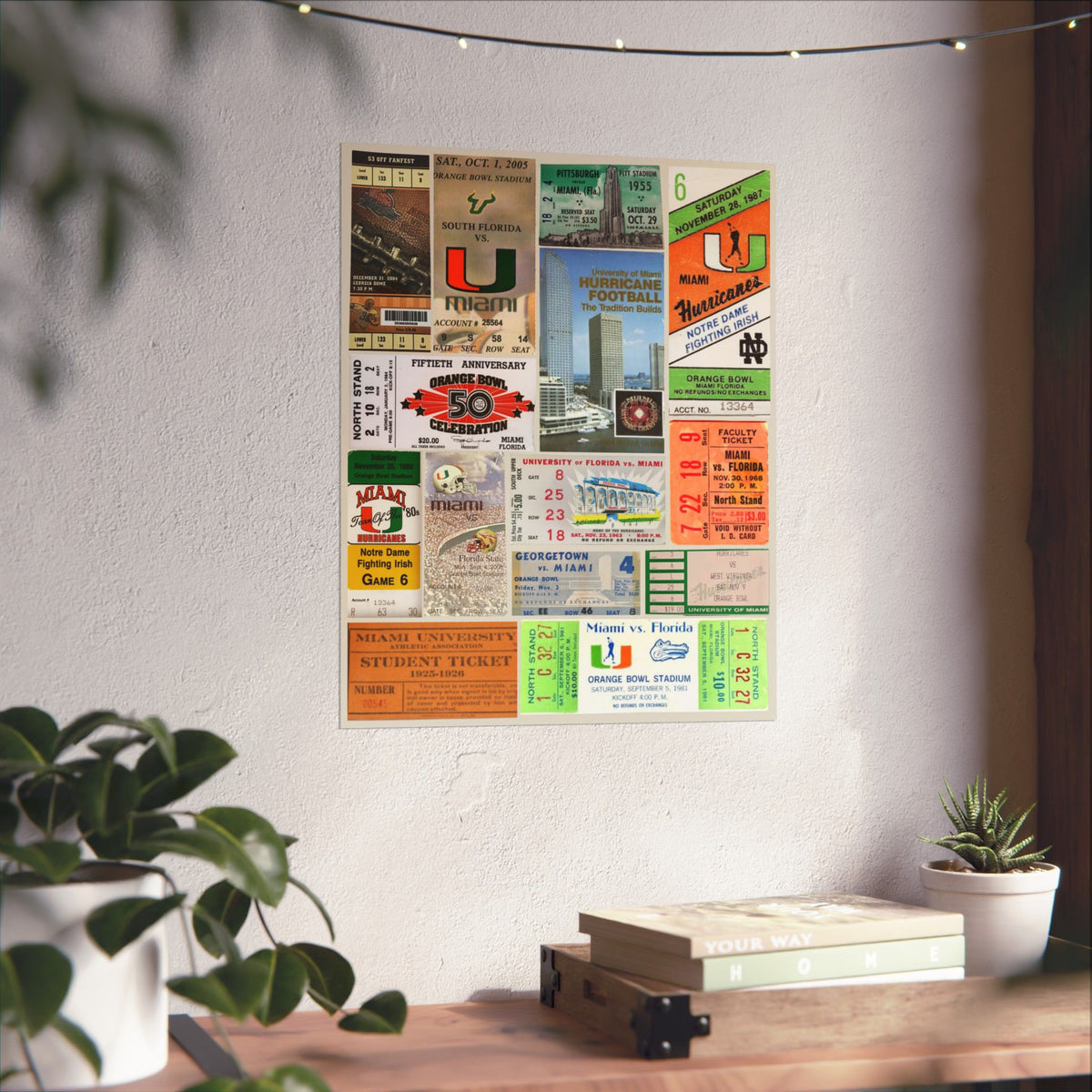 Miami Hurricanes | Vintage Sports Ticket Art Print | Retro College Team Wall Decor | U Miami Football Fan Gift | Matte Vertical Posters
