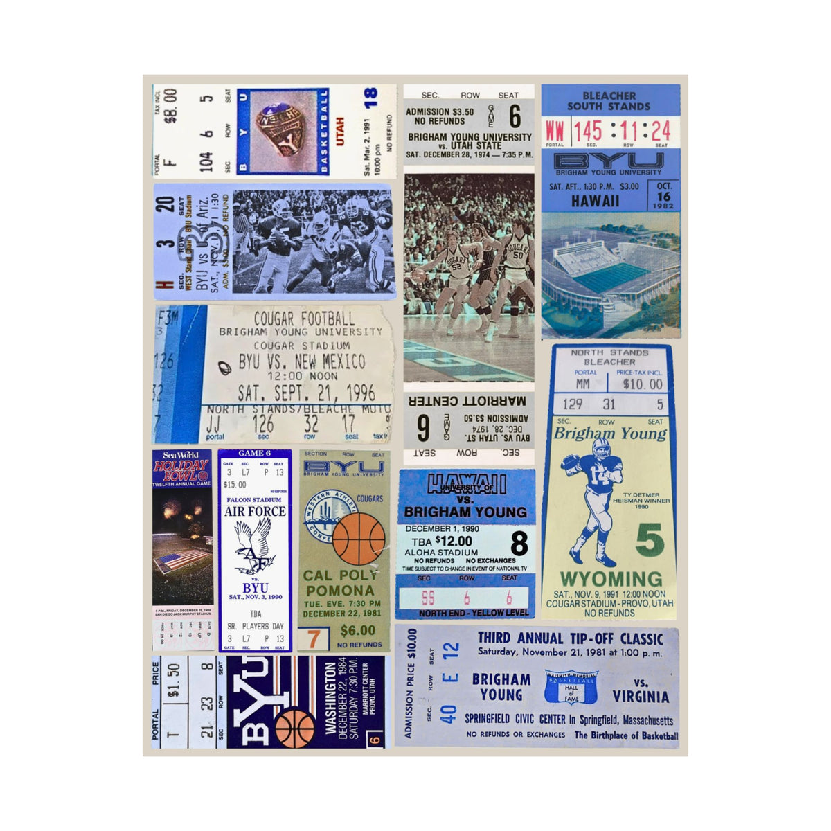 BYU Cougars | Vintage Sports Ticket Art Print | Retro College Team Wall Decor | BYU Football/Basketball Fan Gift | Matte Vertical Posters