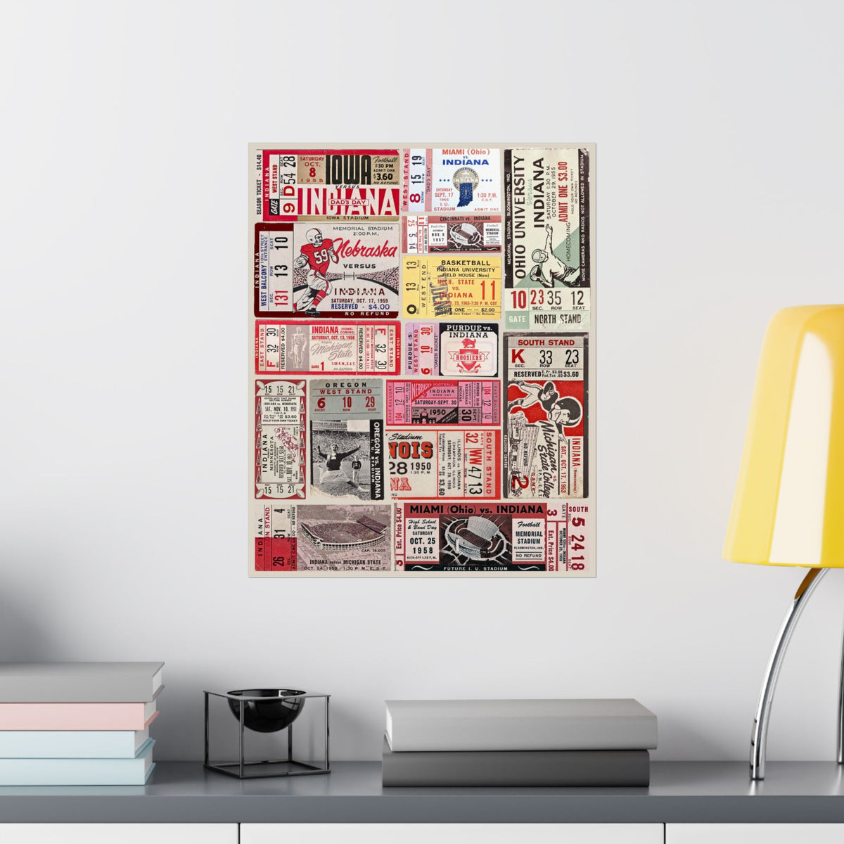 Indiana Hoosiers | Vintage Sports Ticket Art Print | Retro College Team Wall Decor | IU Football Fan Gift | Matte Vertical Posters