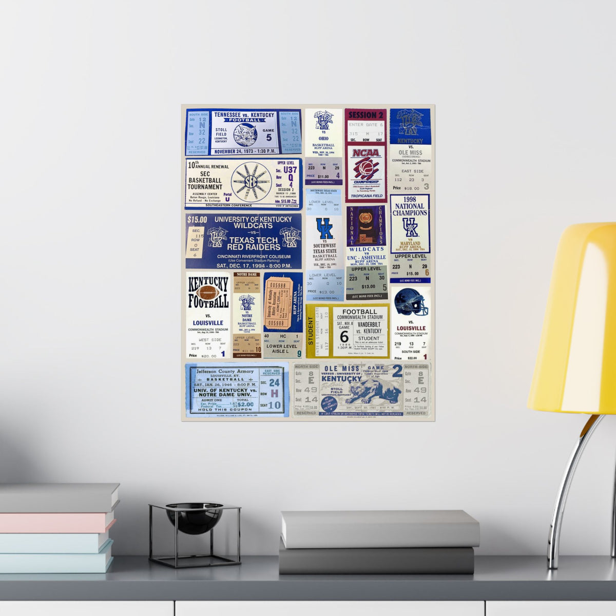 Kentucky Wildcats | Vintage Sports Ticket Art Print | Retro College Team Wall Decor | UK Basketball Fan Gift | Matte Vertical Posters