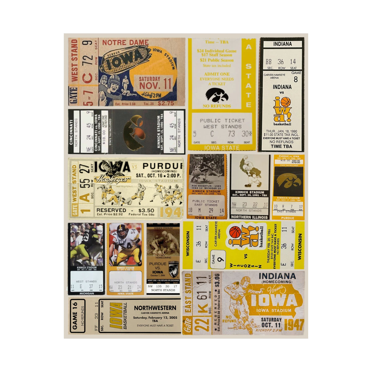 Iowa Hawkeyes | Vintage Sports Ticket Art Print | Retro College Team Wall Decor | Iowa Football Fan Gift | Matte Vertical Posters