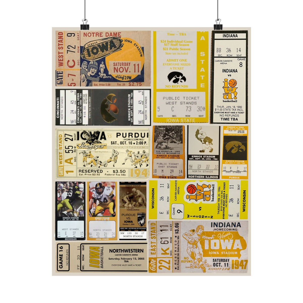Iowa Hawkeyes | Vintage Sports Ticket Art Print | Retro College Team Wall Decor | Iowa Football Fan Gift | Matte Vertical Posters