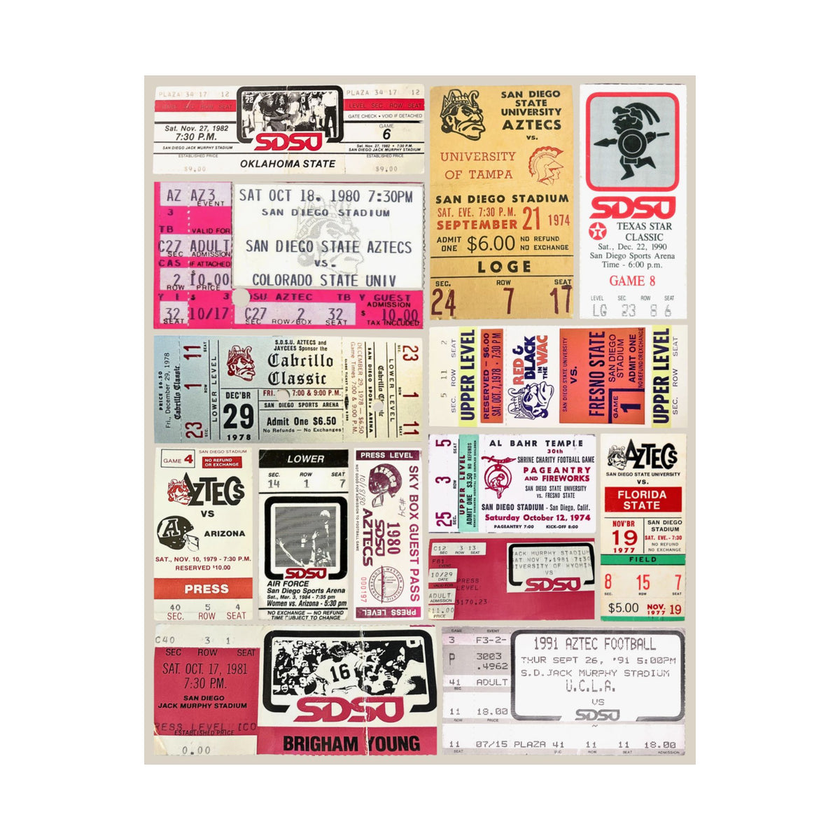 San Diego State Aztecs | Vintage Sports Ticket Art Print | Retro College Team Wall Decor | SDSU Football Fan Gift | Matte Vertical Posters