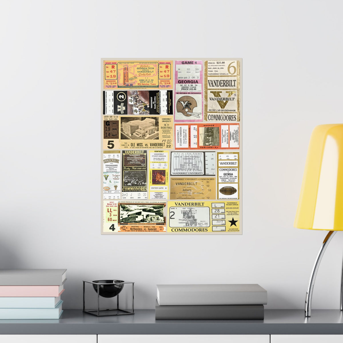 Vanderbilt Commodores | Vintage Sports Ticket Art Print | Retro College Team Wall Decor | Vandy Football Fan Gift | Matte Vertical Posters