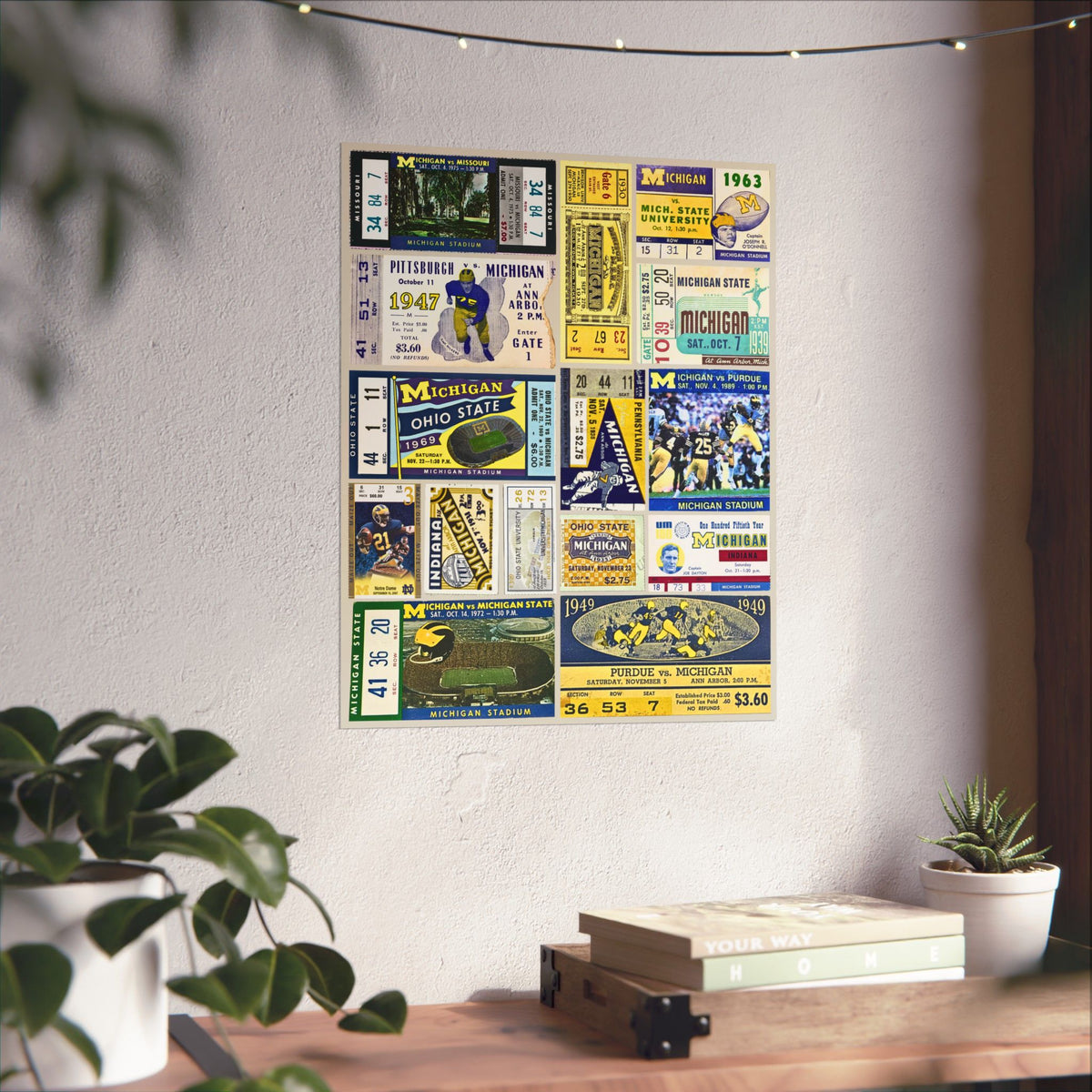 Michigan Wolverines | Vintage Sports Ticket Art Print | Retro College Team Wall Decor | Michigan Football Fan Gift | Matte Vertical Posters