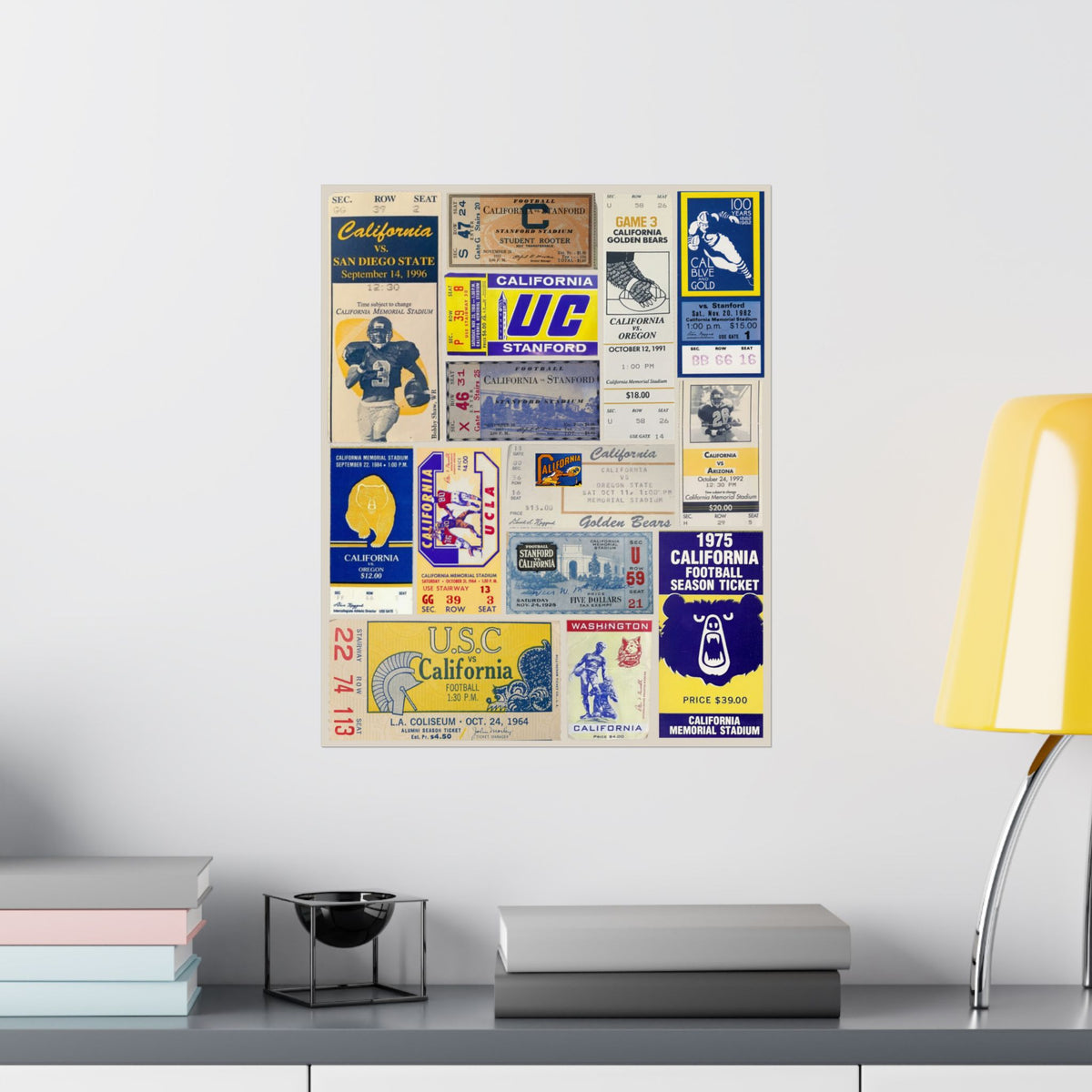 Cal Golden Bears | Vintage Sports Ticket Art Print | Retro College Team Wall Decor | Cal Berkeley Football Fan Gift | Matte Vertical Posters