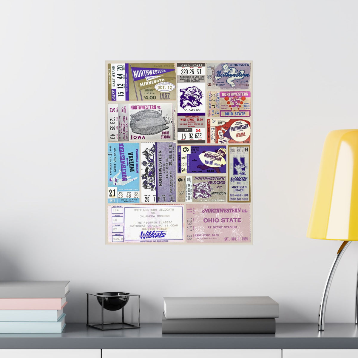 Northwestern Wildcats | Vintage Sports Ticket Art Print | Retro College Team Wall Decor | NW Football Fan Gift | Matte Vertical Posters