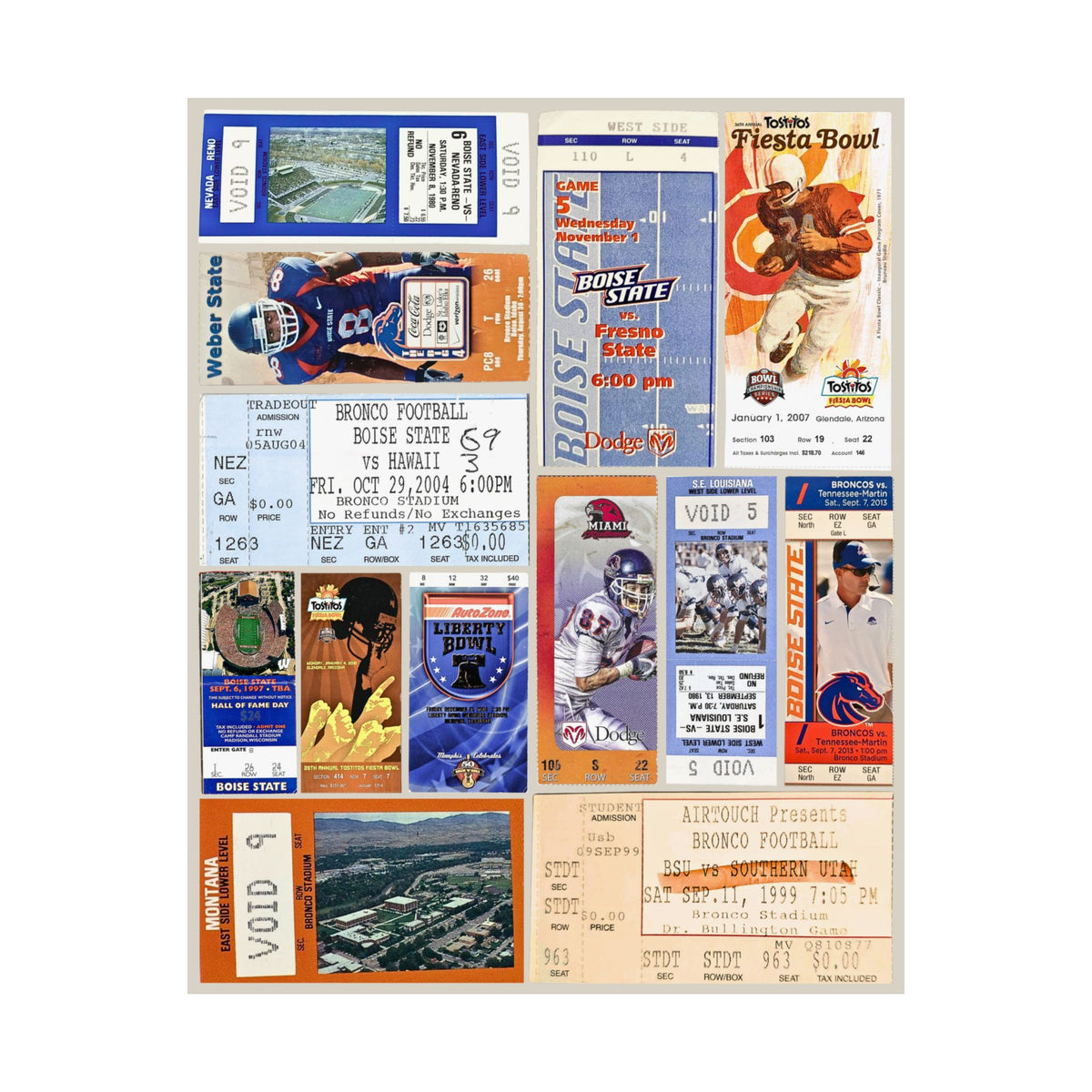 Boise State Broncos | Vintage Sports Ticket Art Print | Retro College Team Wall Decor | BSU Football Fan Gift | Matte Vertical Posters