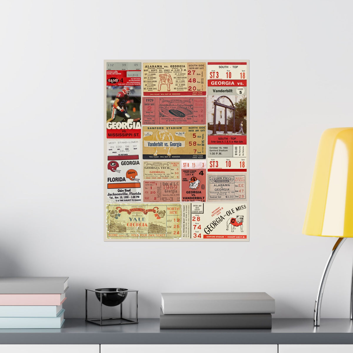 Georgia Bulldogs | Vintage Sports Ticket Art Print | Retro College Team Wall Decor | UGA Football Fan Gift | Matte Vertical Posters